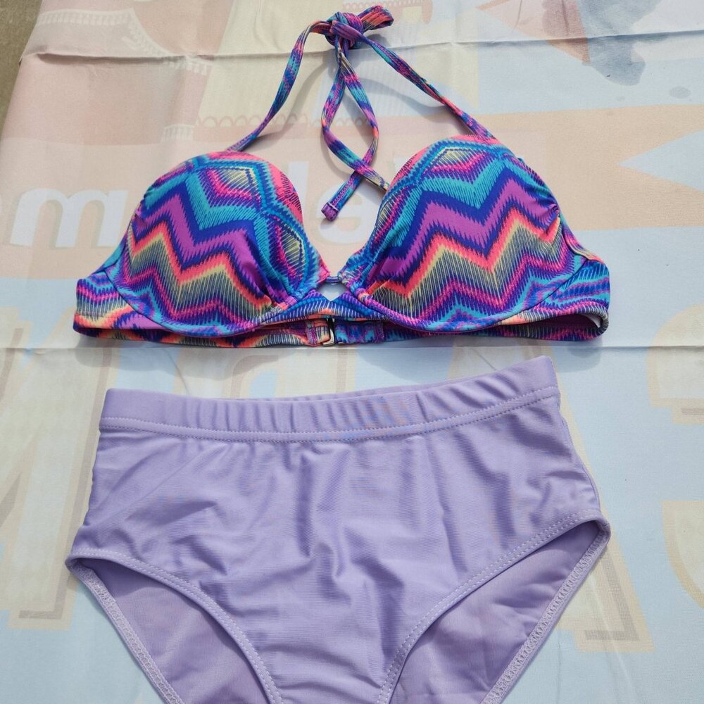 M Women's 2pc Bikini Purple Bathing Suit Beach Swimsuit Swimming